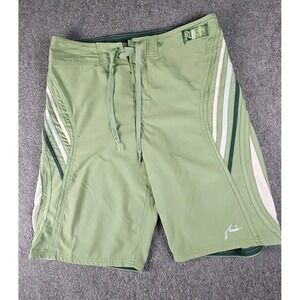 VINTAGE Y2K RUSTY BOARD SHORTS Green Size 32 Excellent,No Flaws 1371
